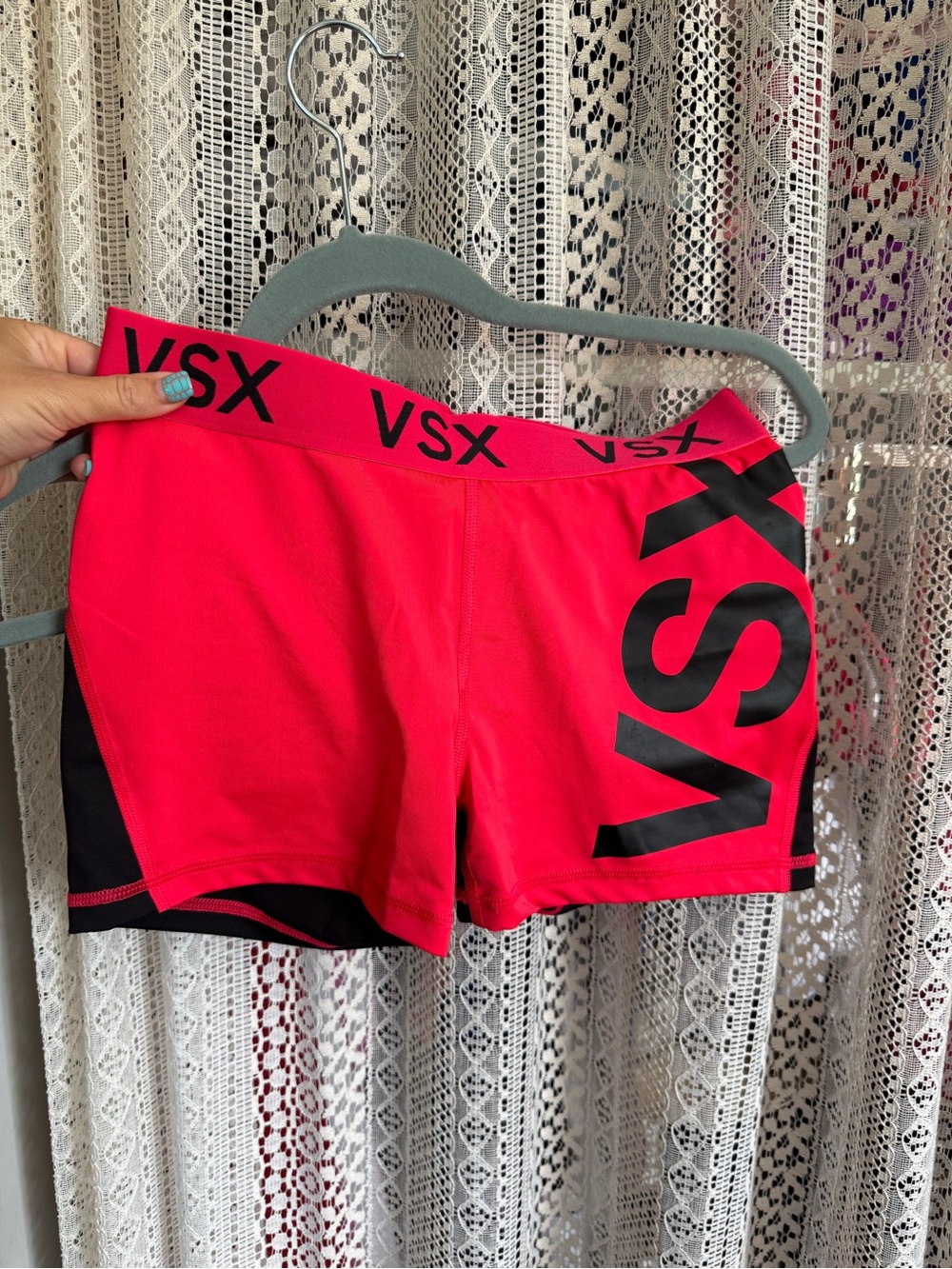 VSX Bright Pink & Black Bike Shorts - Logo Waistband